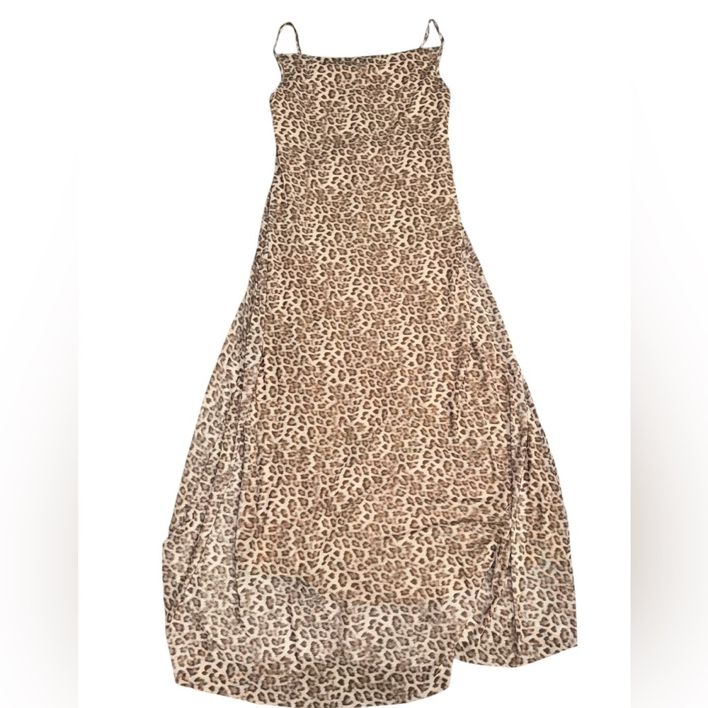 See You Monday Leopard Print Slip Dress Large | Animal Print Midi Cami Dress